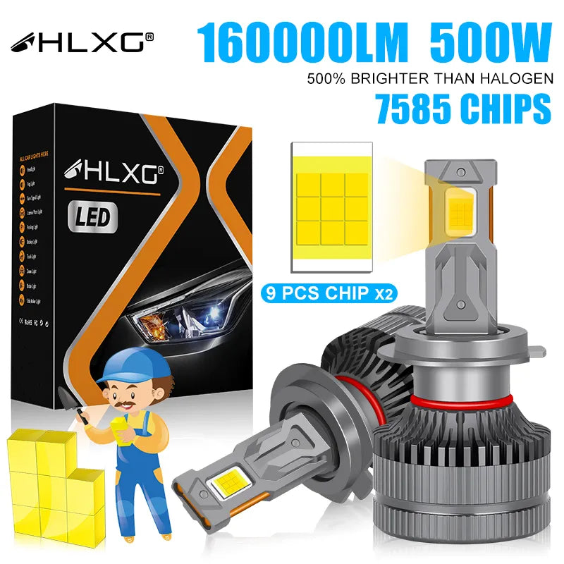 H7 H4 LED Canbus 500W 160000LM Headlight 18pcs 7585 Chips H9 H8 H11 H1 –  dadsautostuff