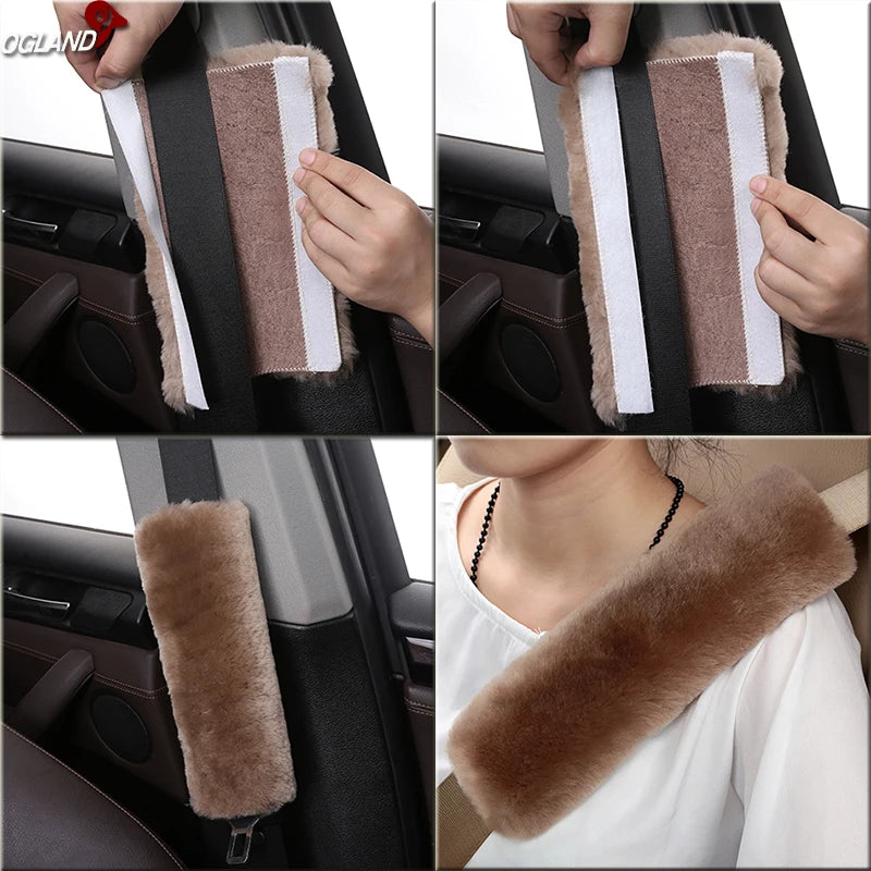 Real Sheepskin Seat Belt Pad Cover