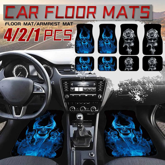 4PC Universal Car Floor Mat.  Custom Wolf Background Rubber Anti Slip Mats for SUV Interior