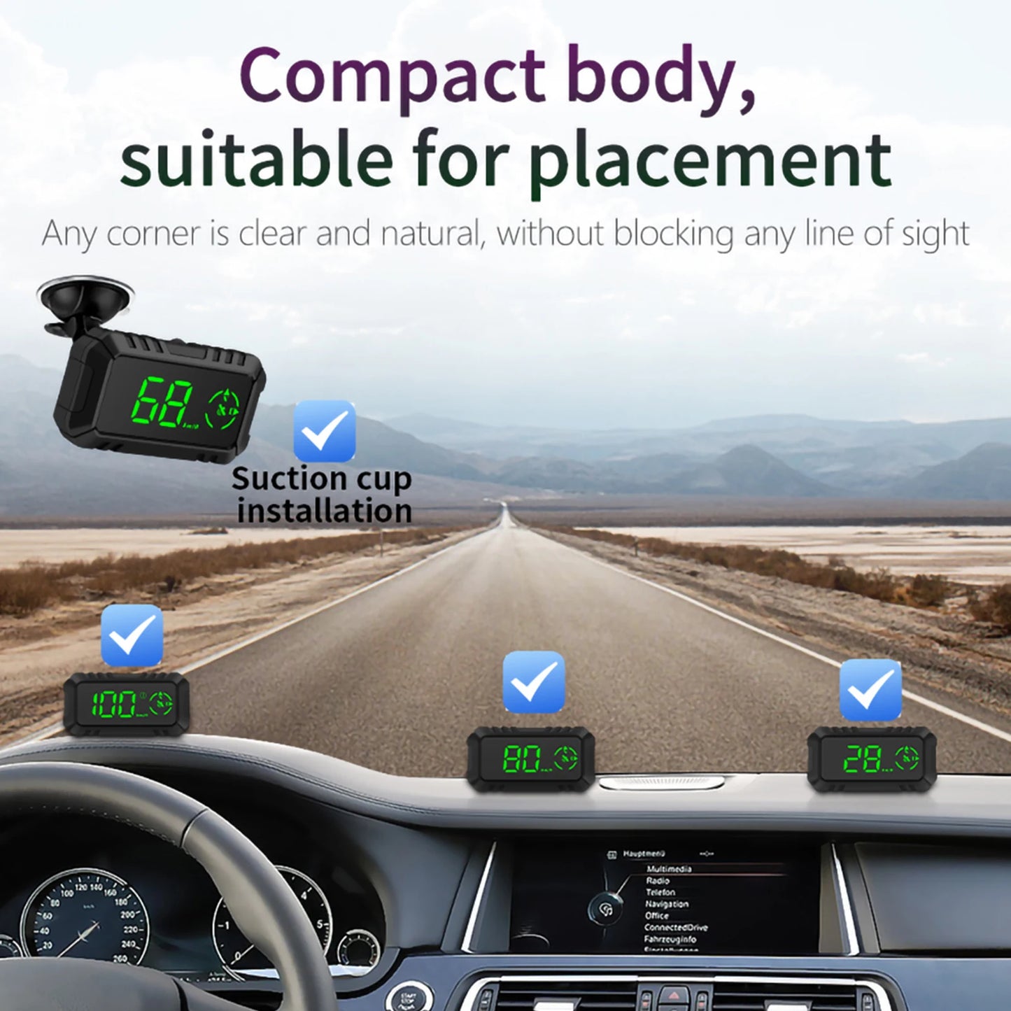 Vehicle Heads Up Display For GPS, Speedometer, Compass, etc.