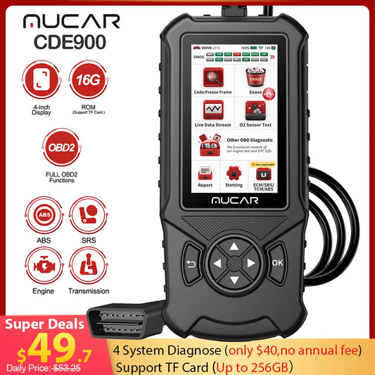 MUCAR CDE900 OBD2 Scanner Diagnostic Tool for Car Code Reader w/ Free Wifi Update