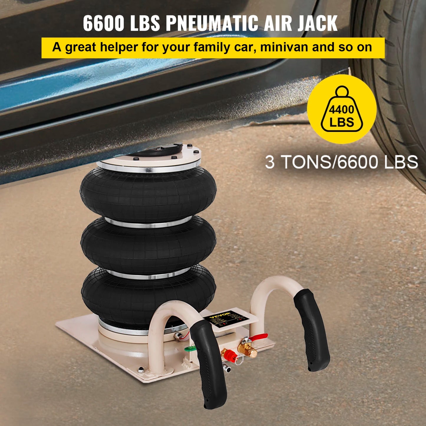 VEVOR 2 / 3 Ton Car Jack Double / Triple Bag Air Jack Pneumatic Jack