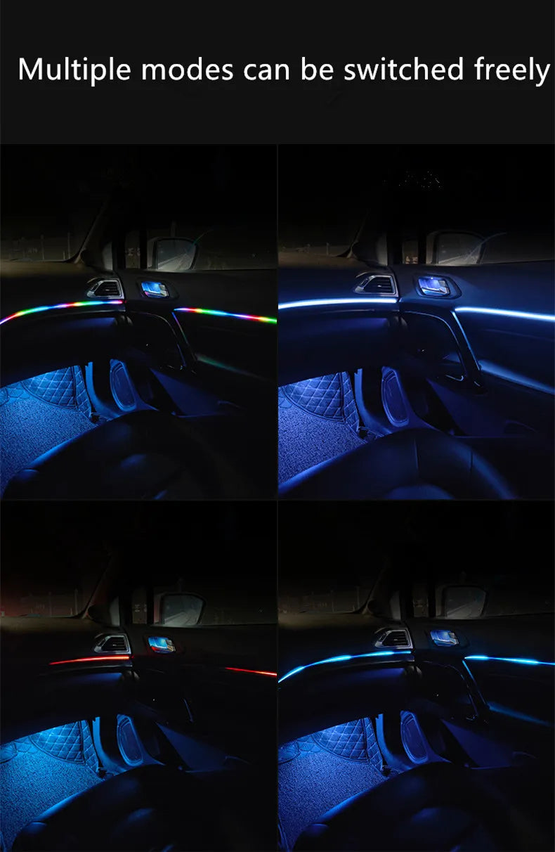 Universal Symphony Car Ambient Lights 64 RGB Car Interior Acrylic Light Guide Fiber Optic Car Decoration Atmosphere Light 18 in1