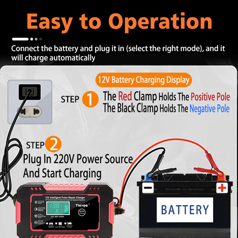 Fully Automatic 12V Battery Charger w/Digital Display