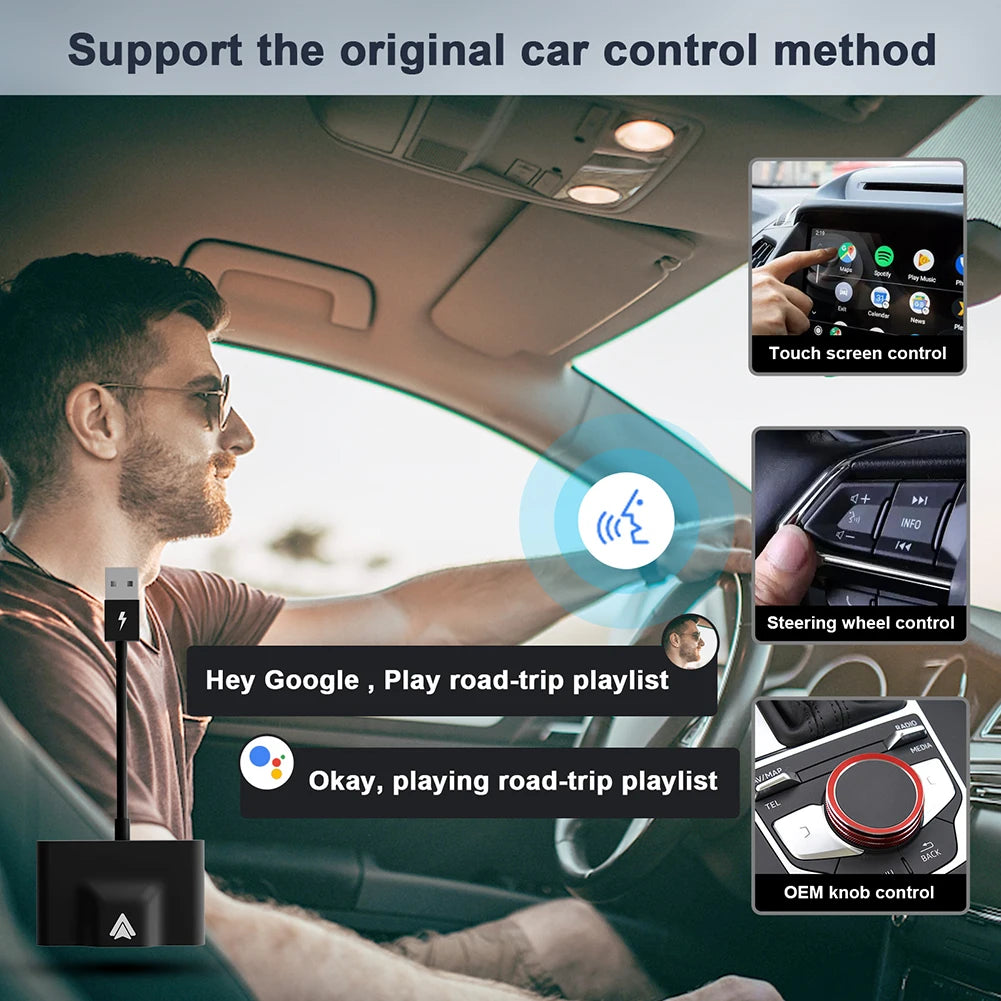 Wireless CarPlay Adapter For Wired To Wireless Andriod Auto Dongle Bluetooth 5GHz WiFi with USB C OTG Converter for IOS Android