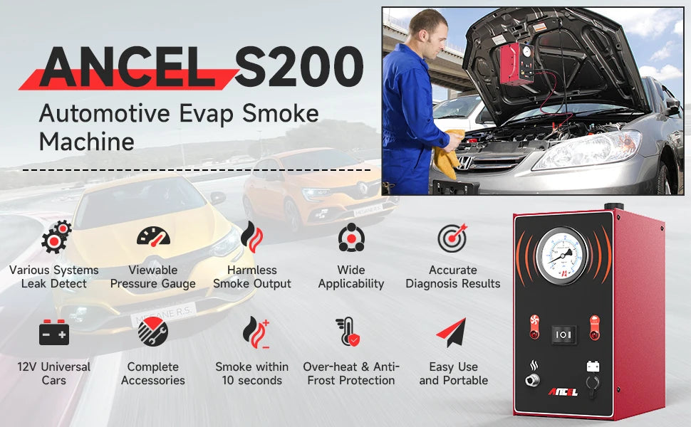 ANCEL S200 Car Smoke Leak Detector EVAP System Diagnostic Tools