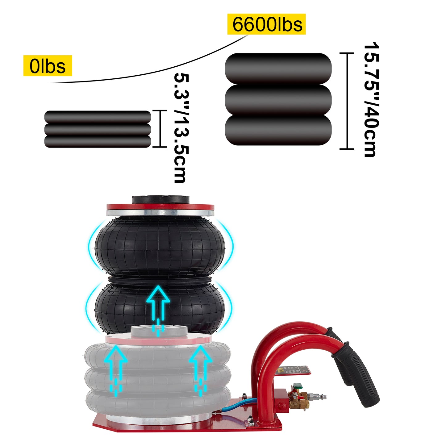 VEVOR 2 / 3 Ton Car Jack Double / Triple Bag Air Jack Pneumatic Jack
