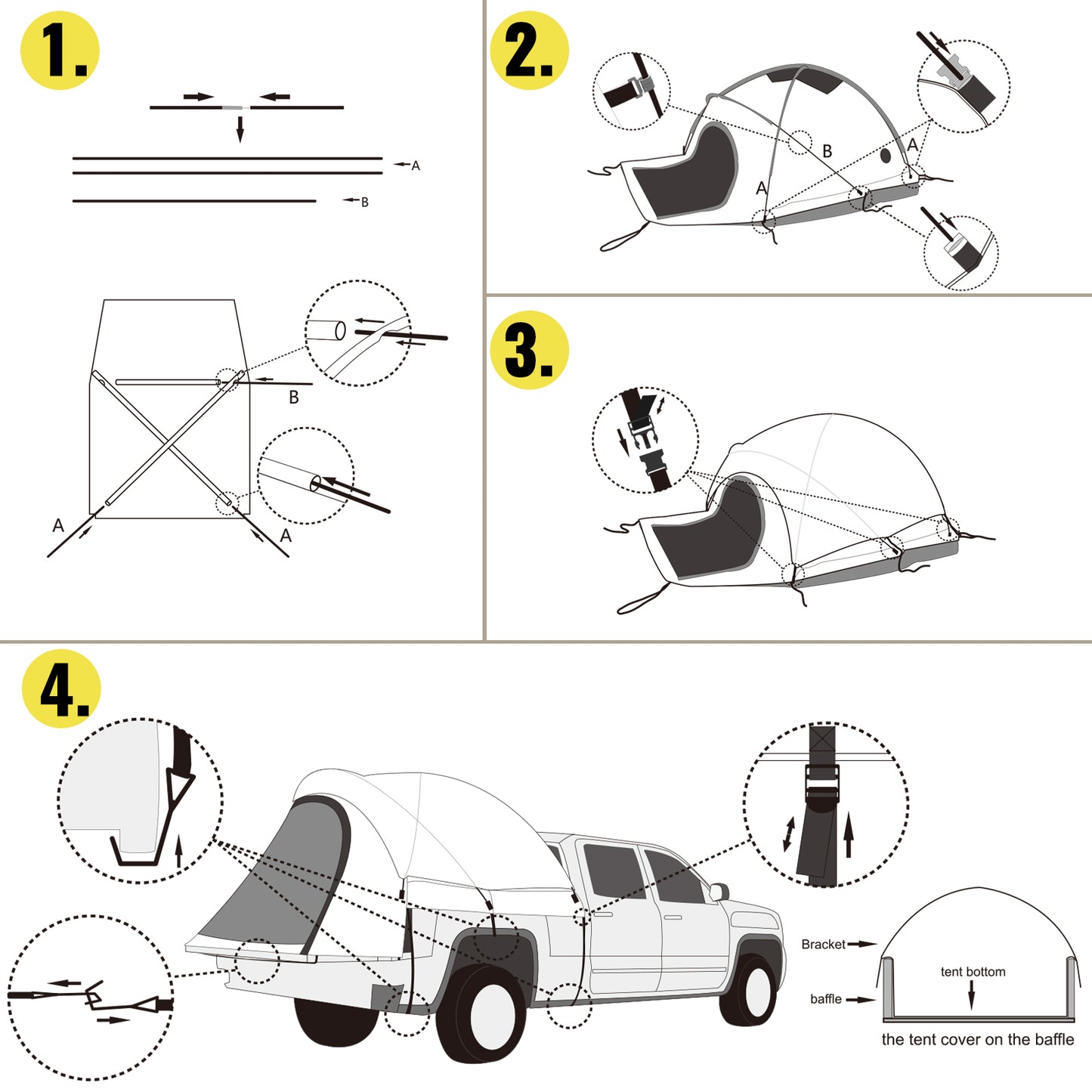 5-8 FT Waterproof Truck Tent