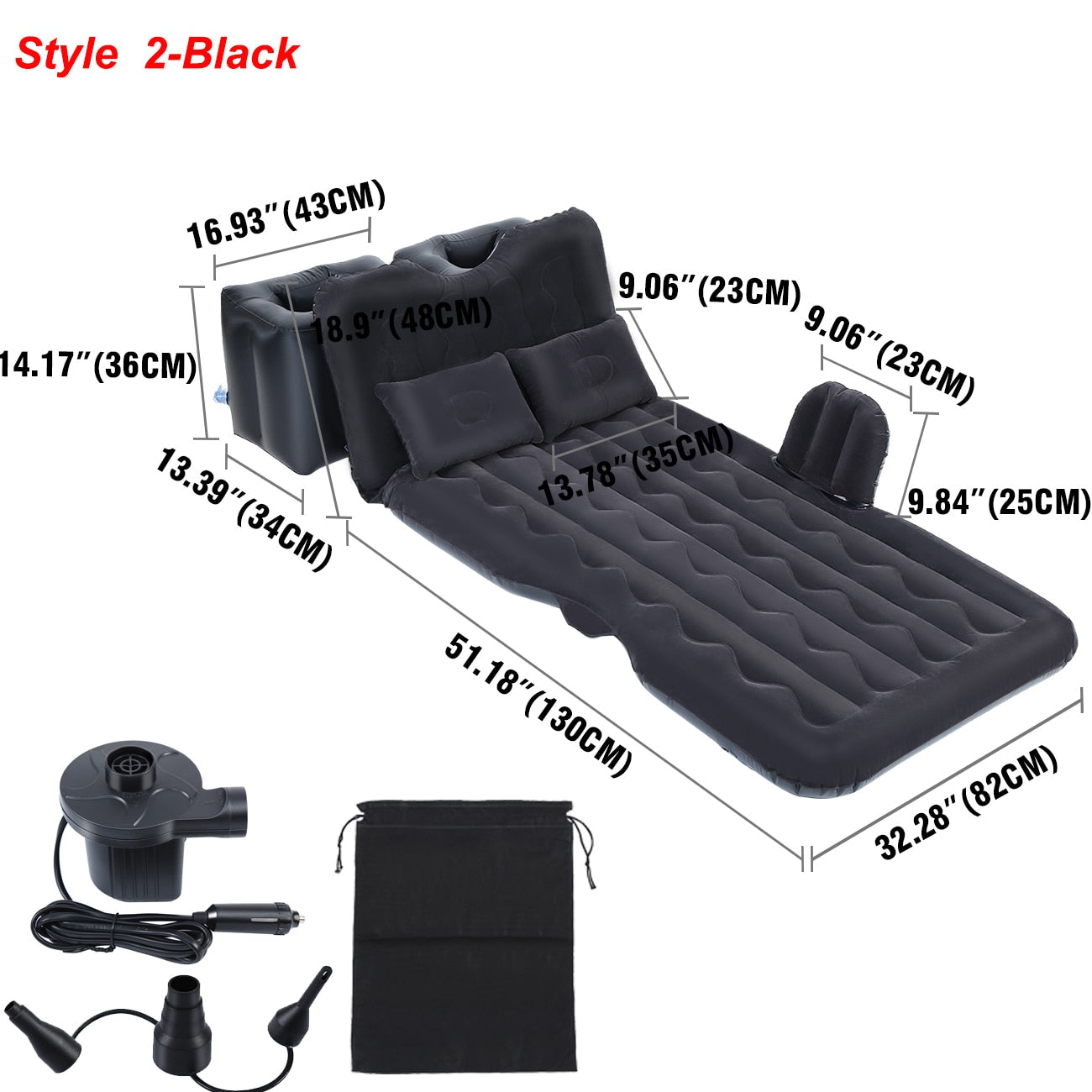 Inflatable Car Backseat Air Mattress/Bed w/Pump