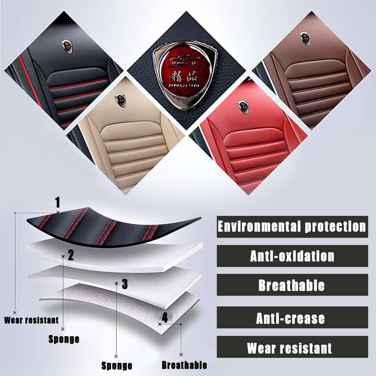 1 PC Universal Car Seat Covers, Synthetic Leather For Most Imports