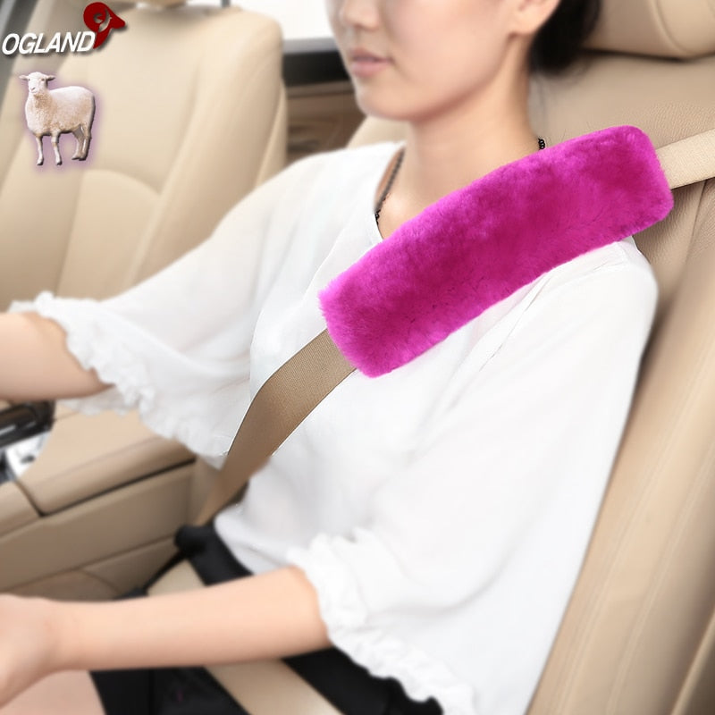 Real Sheepskin Seat Belt Pad Cover