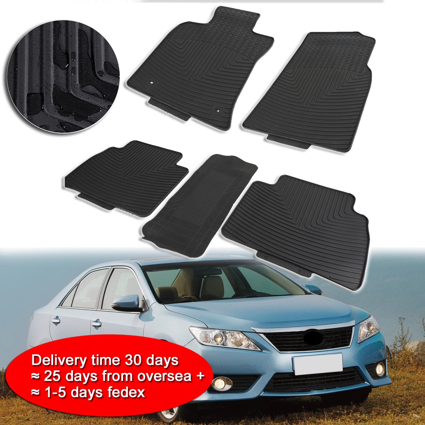 4pcs Black TPE Floor Mats For Camry 2018, 2019, 2020