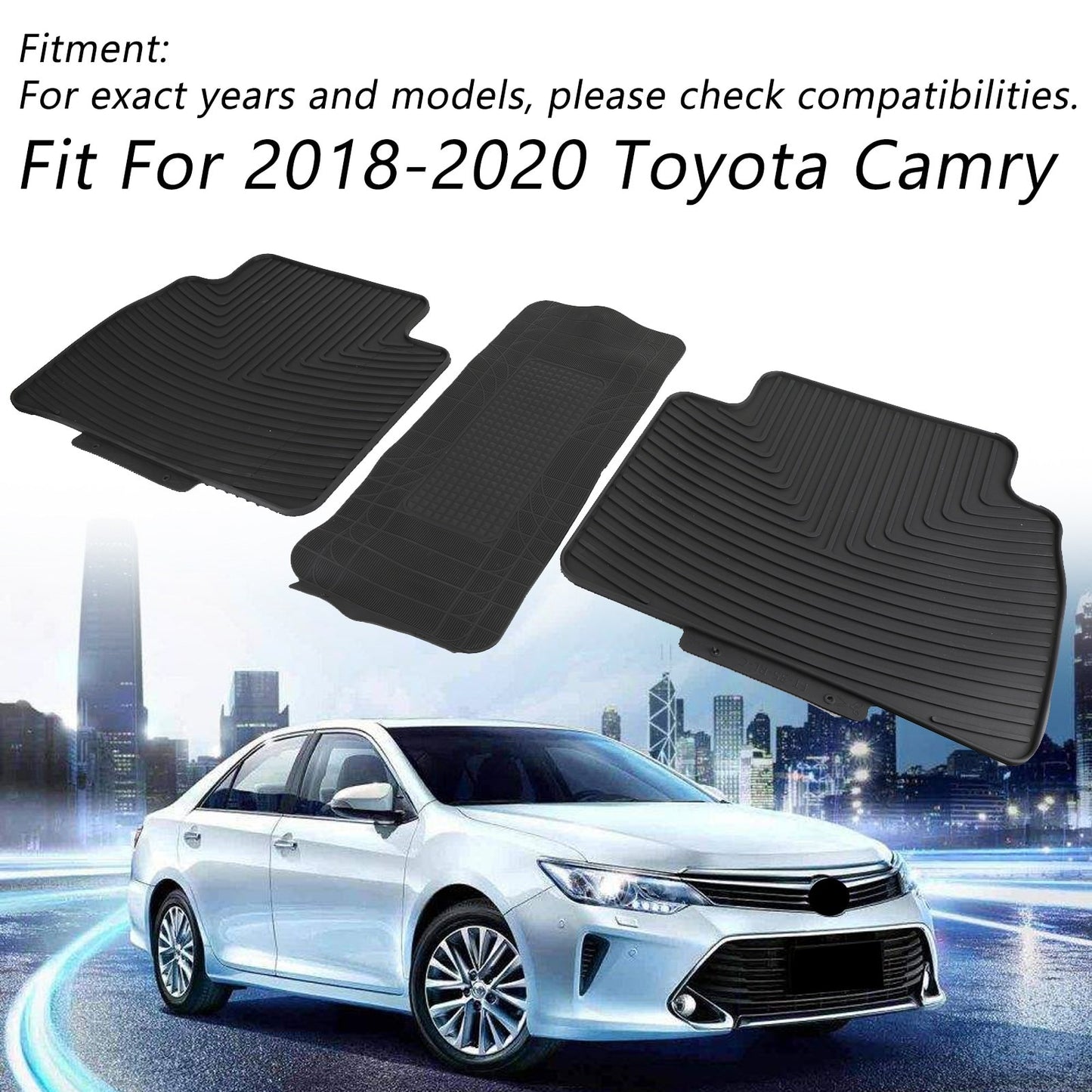 4pcs Black TPE Floor Mats For Camry 2018, 2019, 2020