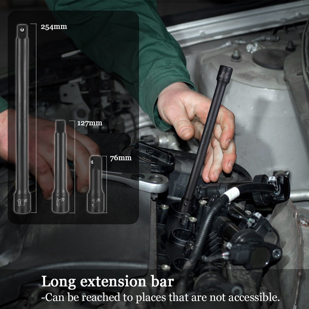 20pcs 1/2 Drive Deep Well Metric Impact Socket Set