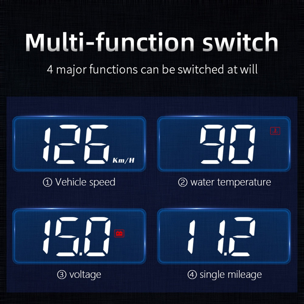 OBD2 Car HUD Head-Up Display Digital Speedometer Temperature Display