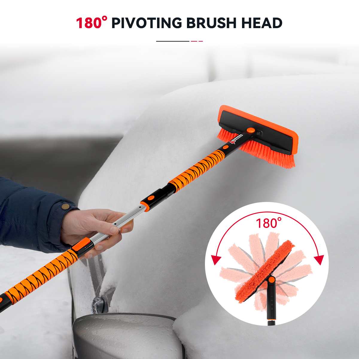 3 In 1 Telescopic Car Windshield Ice Scraper, Brush, Snow Remover