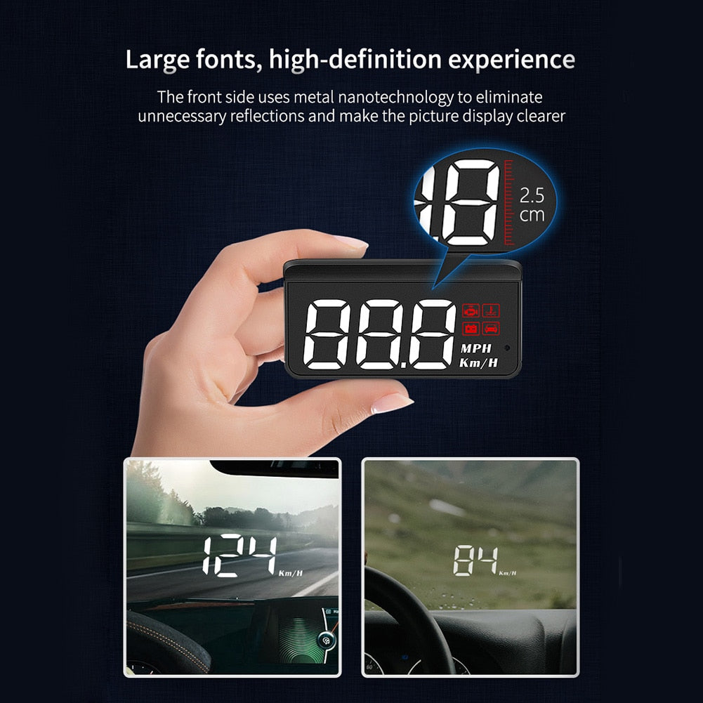 OBD2 Car HUD Head-Up Display Digital Speedometer Temperature Display