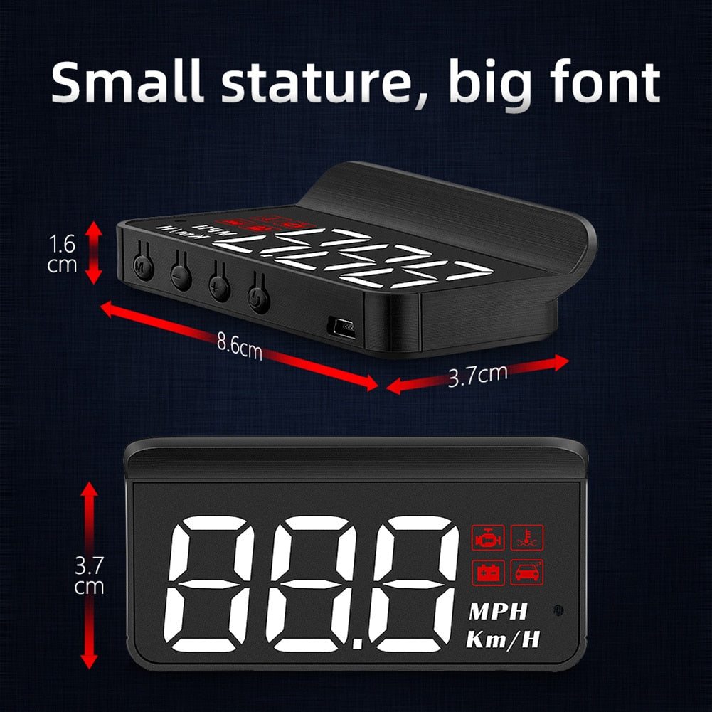 OBD2 Car HUD Head-Up Display Digital Speedometer Temperature Display